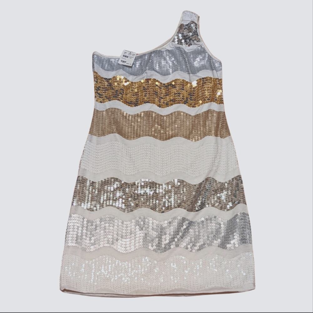 Frederick's of Hollywood One Shoulder Sequined New Years Party Mini Dress NWT